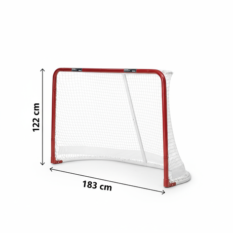 Hockey goal with dimension arrows